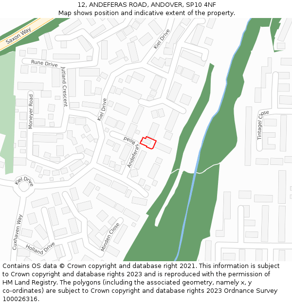 12, ANDEFERAS ROAD, ANDOVER, SP10 4NF: Location map and indicative extent of plot