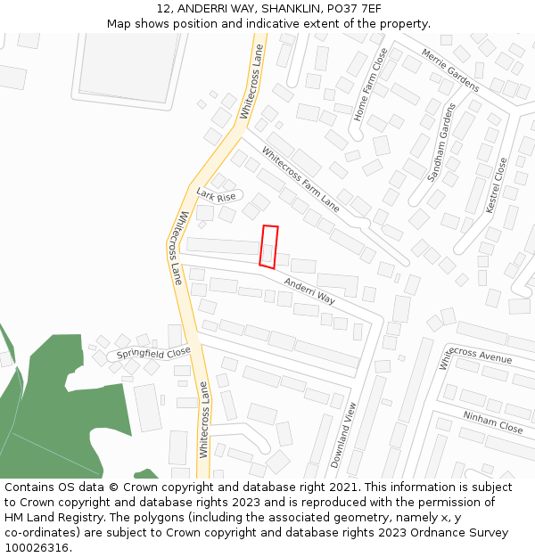 12, ANDERRI WAY, SHANKLIN, PO37 7EF: Location map and indicative extent of plot