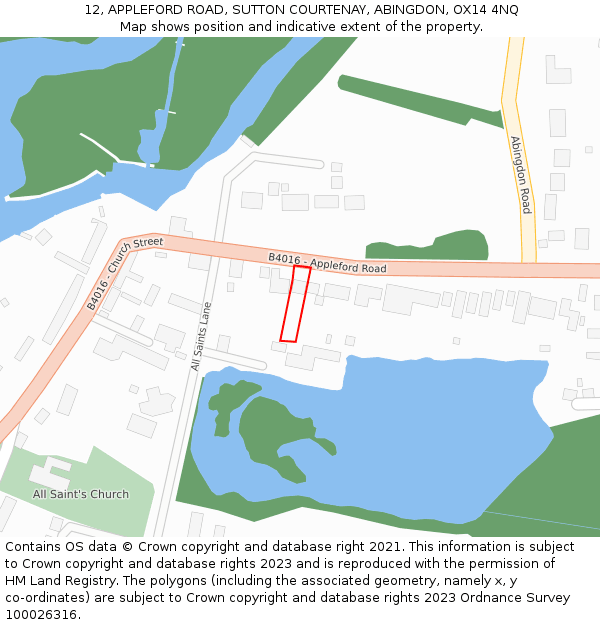 12, APPLEFORD ROAD, SUTTON COURTENAY, ABINGDON, OX14 4NQ: Location map and indicative extent of plot