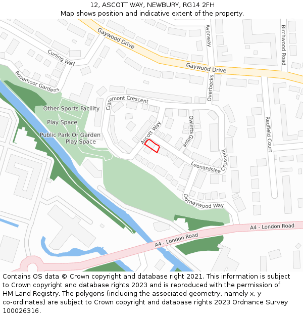12, ASCOTT WAY, NEWBURY, RG14 2FH: Location map and indicative extent of plot