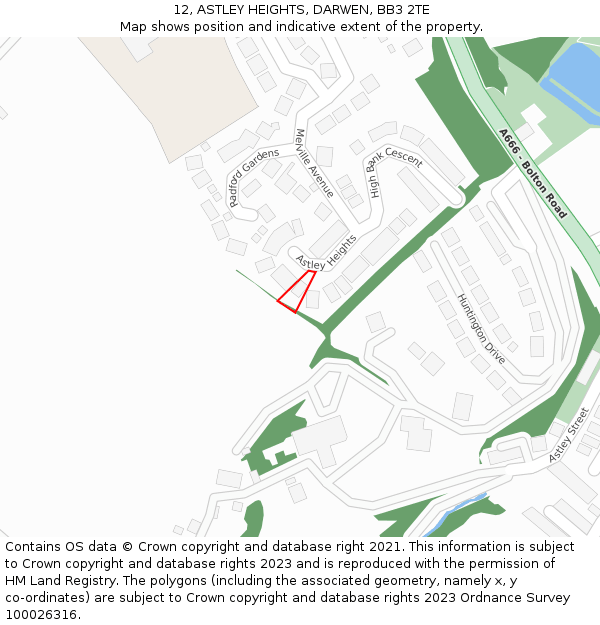 12, ASTLEY HEIGHTS, DARWEN, BB3 2TE: Location map and indicative extent of plot