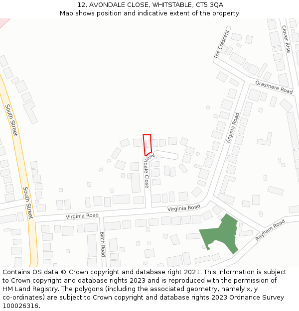 12, AVONDALE CLOSE, WHITSTABLE, CT5 3QA: Location map and indicative extent of plot