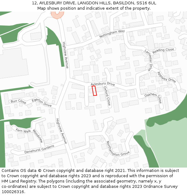 12, AYLESBURY DRIVE, LANGDON HILLS, BASILDON, SS16 6UL: Location map and indicative extent of plot