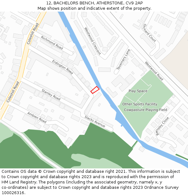 12, BACHELORS BENCH, ATHERSTONE, CV9 2AP: Location map and indicative extent of plot