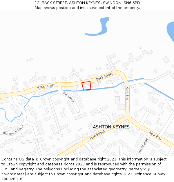 12, BACK STREET, ASHTON KEYNES, SWINDON, SN6 6PD: Location map and indicative extent of plot