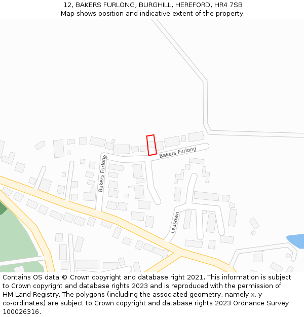 12, BAKERS FURLONG, BURGHILL, HEREFORD, HR4 7SB: Location map and indicative extent of plot