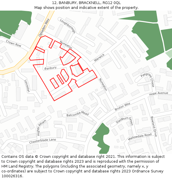 12, BANBURY, BRACKNELL, RG12 0QL: Location map and indicative extent of plot