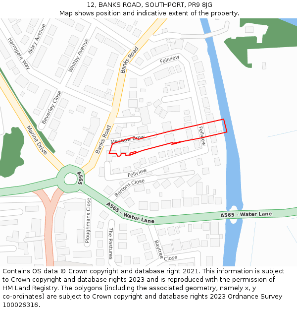 12, BANKS ROAD, SOUTHPORT, PR9 8JG: Location map and indicative extent of plot