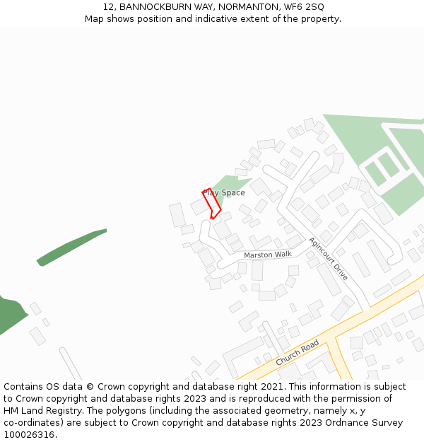 12, BANNOCKBURN WAY, NORMANTON, WF6 2SQ: Location map and indicative extent of plot