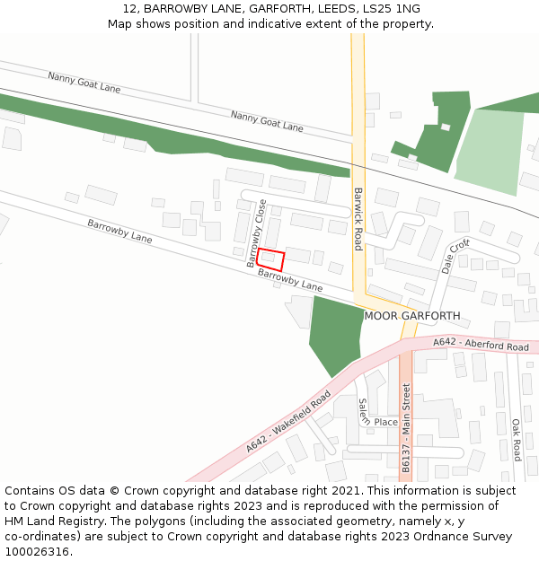 12, BARROWBY LANE, GARFORTH, LEEDS, LS25 1NG: Location map and indicative extent of plot