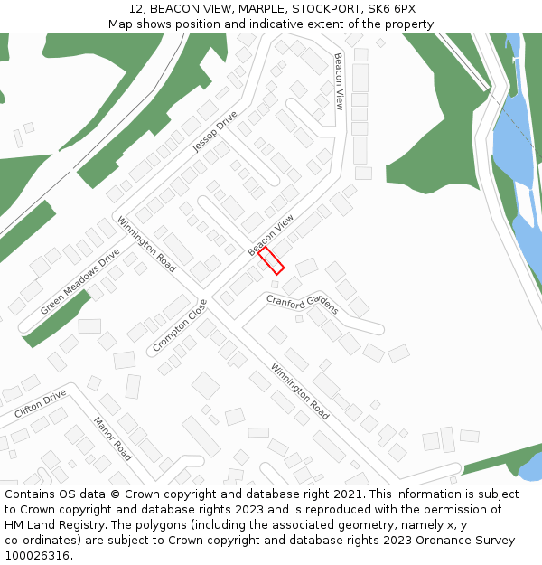 12, BEACON VIEW, MARPLE, STOCKPORT, SK6 6PX: Location map and indicative extent of plot