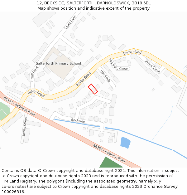 12, BECKSIDE, SALTERFORTH, BARNOLDSWICK, BB18 5BL: Location map and indicative extent of plot