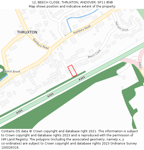 12, BEECH CLOSE, THRUXTON, ANDOVER, SP11 8NB: Location map and indicative extent of plot