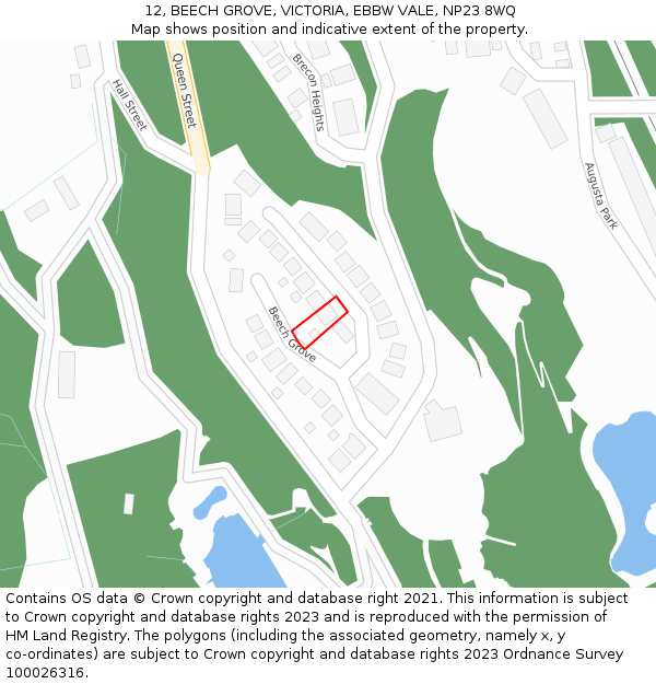 12, BEECH GROVE, VICTORIA, EBBW VALE, NP23 8WQ: Location map and indicative extent of plot