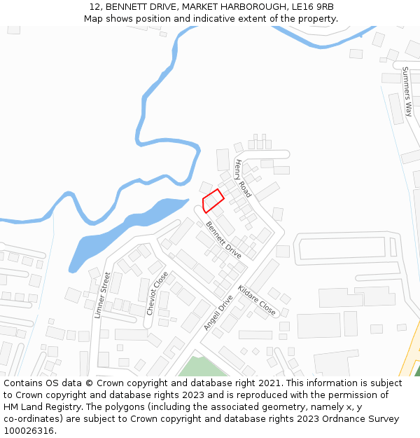 12, BENNETT DRIVE, MARKET HARBOROUGH, LE16 9RB: Location map and indicative extent of plot