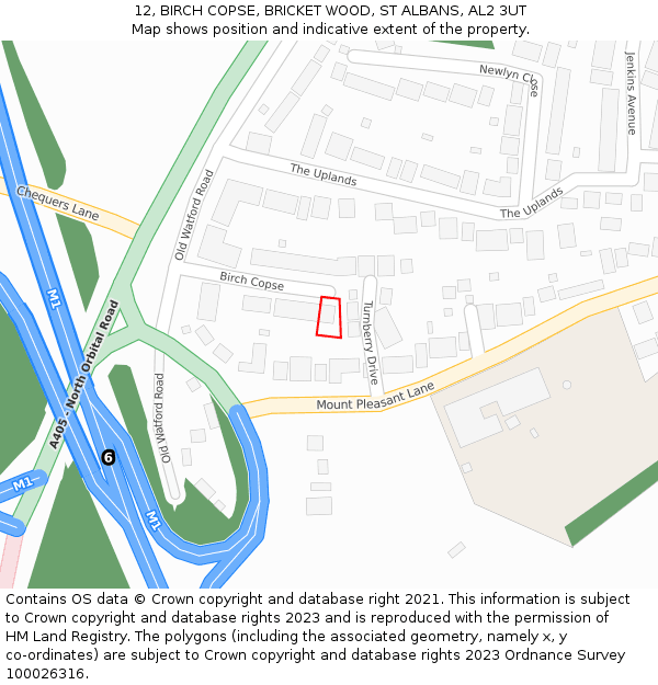 12, BIRCH COPSE, BRICKET WOOD, ST ALBANS, AL2 3UT: Location map and indicative extent of plot