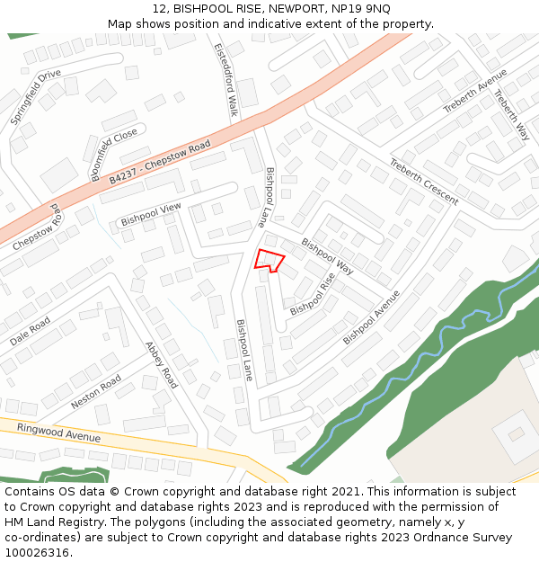 12, BISHPOOL RISE, NEWPORT, NP19 9NQ: Location map and indicative extent of plot
