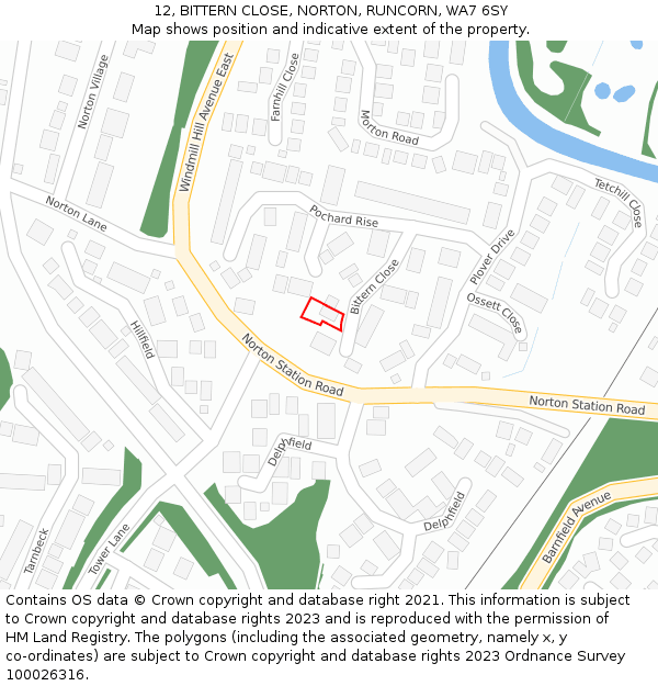 12, BITTERN CLOSE, NORTON, RUNCORN, WA7 6SY: Location map and indicative extent of plot