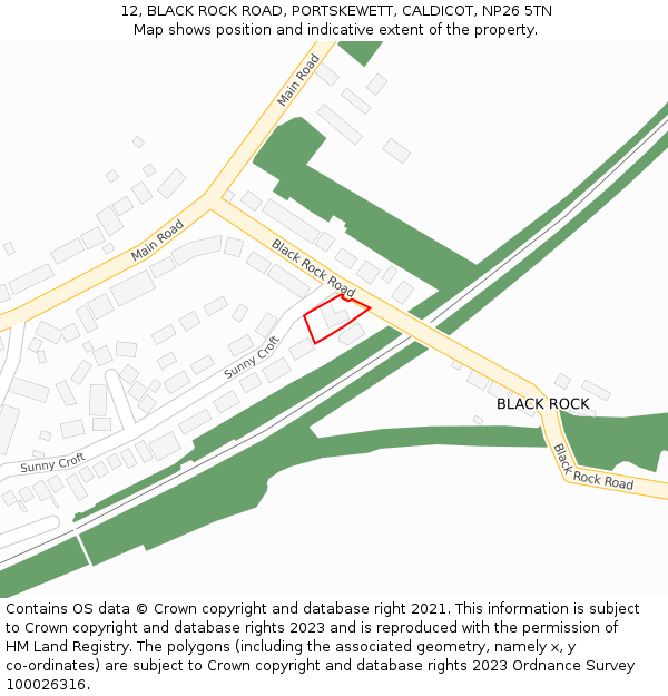 12, BLACK ROCK ROAD, PORTSKEWETT, CALDICOT, NP26 5TN: Location map and indicative extent of plot