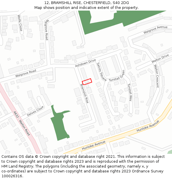 12, BRAMSHILL RISE, CHESTERFIELD, S40 2DG: Location map and indicative extent of plot