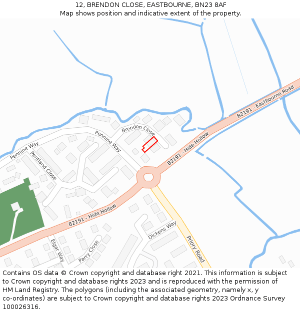 12, BRENDON CLOSE, EASTBOURNE, BN23 8AF: Location map and indicative extent of plot