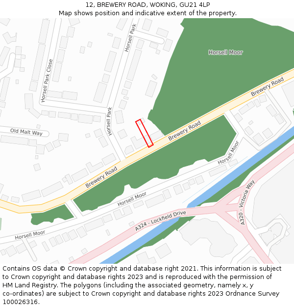 12, BREWERY ROAD, WOKING, GU21 4LP: Location map and indicative extent of plot