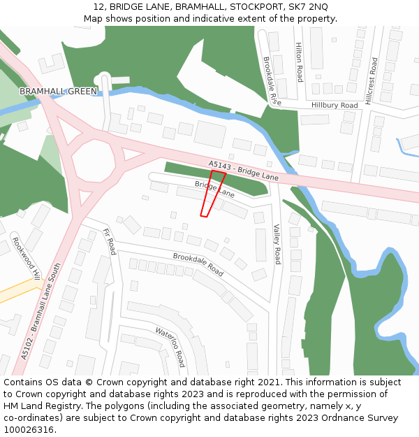 12, BRIDGE LANE, BRAMHALL, STOCKPORT, SK7 2NQ: Location map and indicative extent of plot