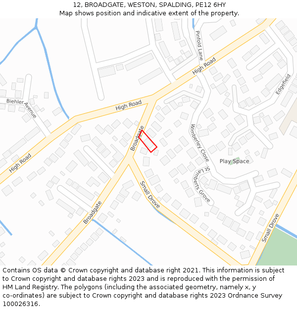 12, BROADGATE, WESTON, SPALDING, PE12 6HY: Location map and indicative extent of plot