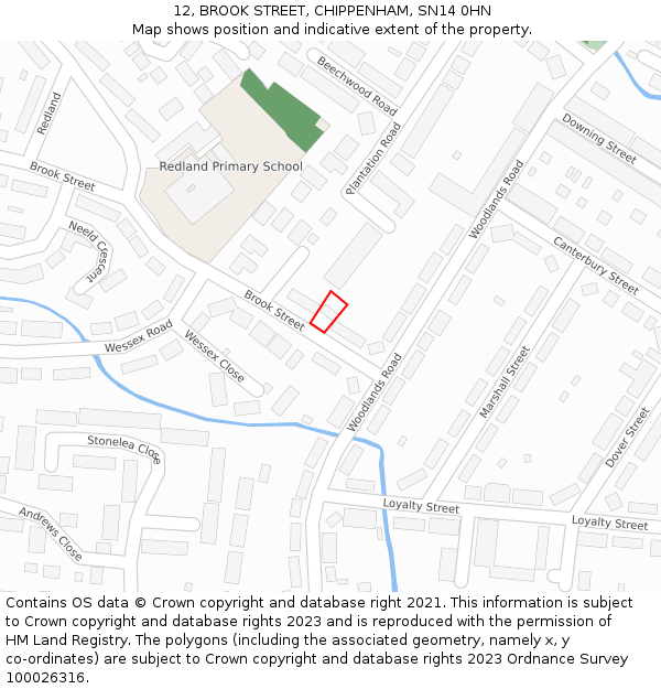 12, BROOK STREET, CHIPPENHAM, SN14 0HN: Location map and indicative extent of plot