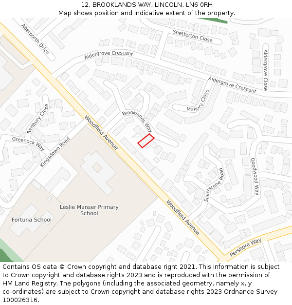 12, BROOKLANDS WAY, LINCOLN, LN6 0RH: Location map and indicative extent of plot