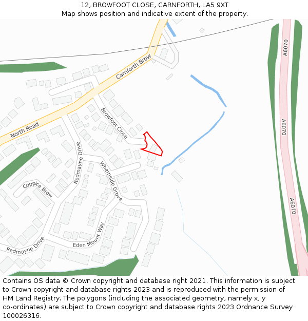 12, BROWFOOT CLOSE, CARNFORTH, LA5 9XT: Location map and indicative extent of plot