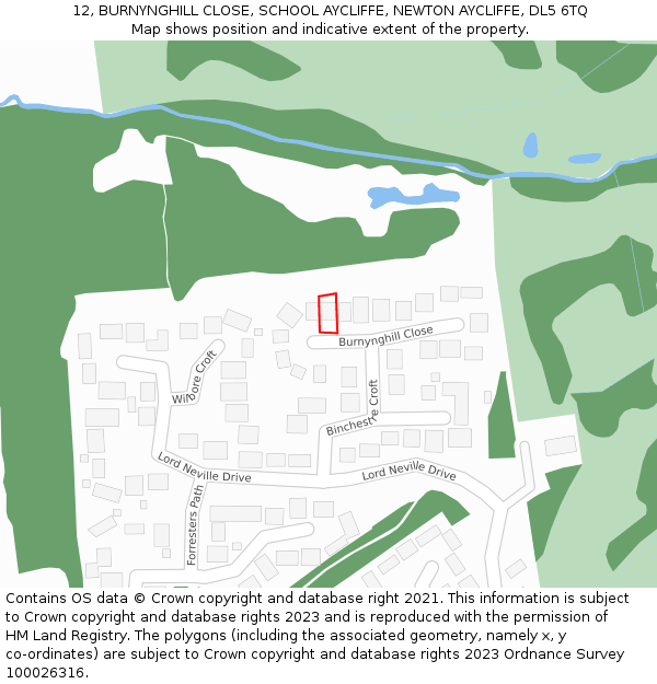 12, BURNYNGHILL CLOSE, SCHOOL AYCLIFFE, NEWTON AYCLIFFE, DL5 6TQ: Location map and indicative extent of plot