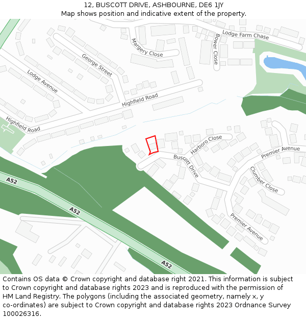 12, BUSCOTT DRIVE, ASHBOURNE, DE6 1JY: Location map and indicative extent of plot