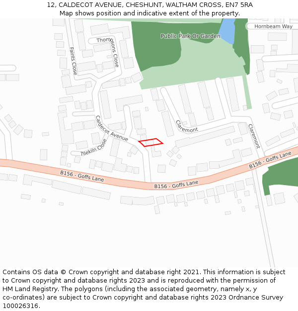 12, CALDECOT AVENUE, CHESHUNT, WALTHAM CROSS, EN7 5RA: Location map and indicative extent of plot