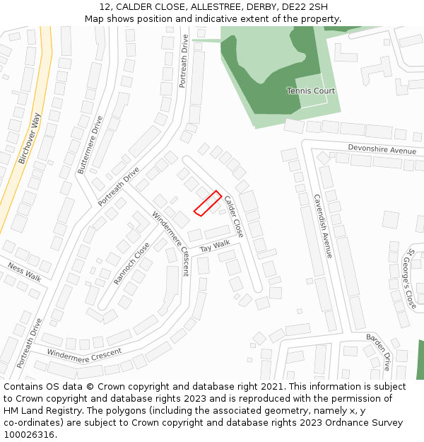12, CALDER CLOSE, ALLESTREE, DERBY, DE22 2SH: Location map and indicative extent of plot