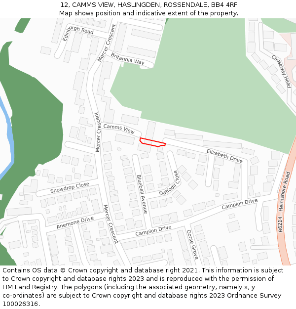 12, CAMMS VIEW, HASLINGDEN, ROSSENDALE, BB4 4RF: Location map and indicative extent of plot