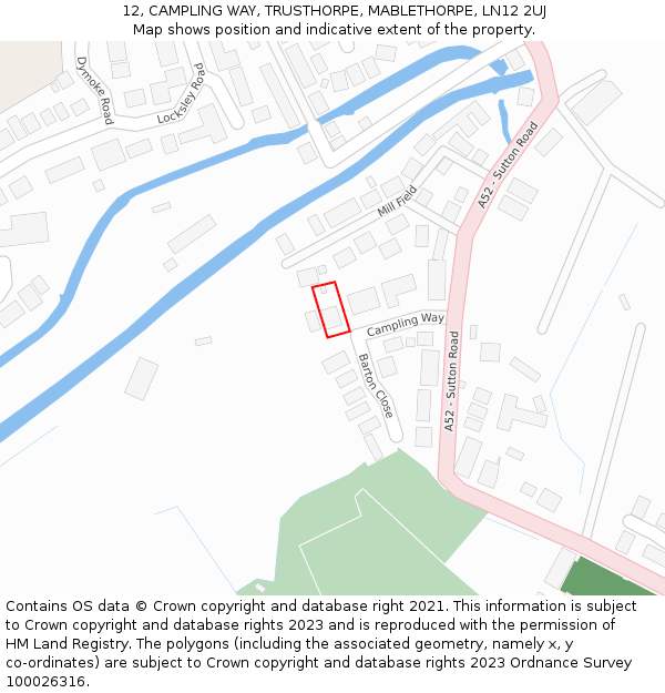 12, CAMPLING WAY, TRUSTHORPE, MABLETHORPE, LN12 2UJ: Location map and indicative extent of plot