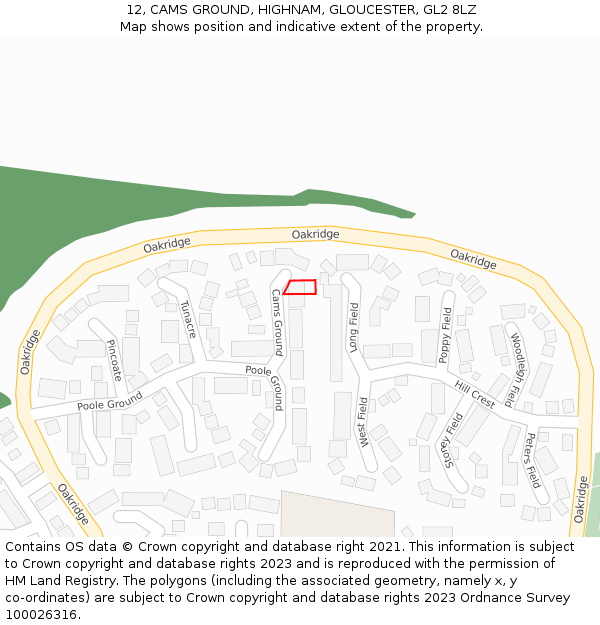 12, CAMS GROUND, HIGHNAM, GLOUCESTER, GL2 8LZ: Location map and indicative extent of plot