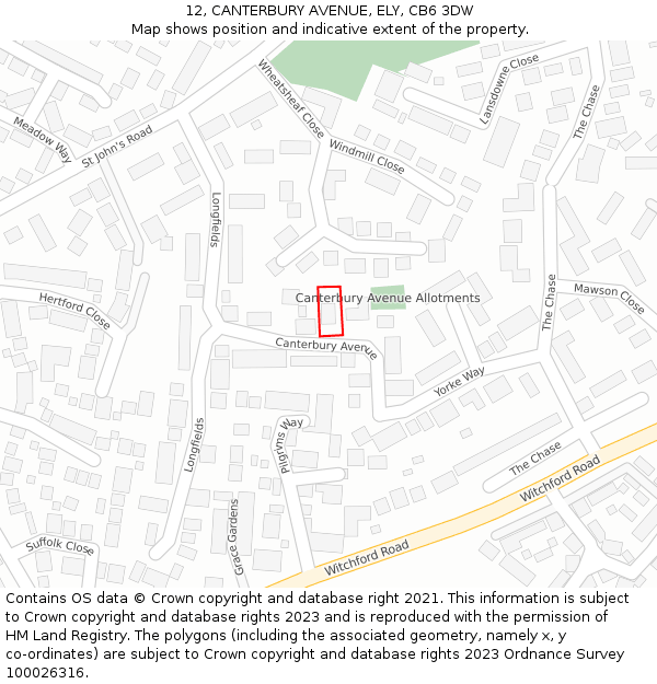 12, CANTERBURY AVENUE, ELY, CB6 3DW: Location map and indicative extent of plot