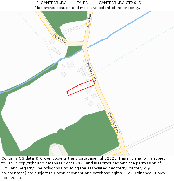 12, CANTERBURY HILL, TYLER HILL, CANTERBURY, CT2 9LS: Location map and indicative extent of plot