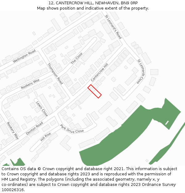 12, CANTERCROW HILL, NEWHAVEN, BN9 0RP: Location map and indicative extent of plot