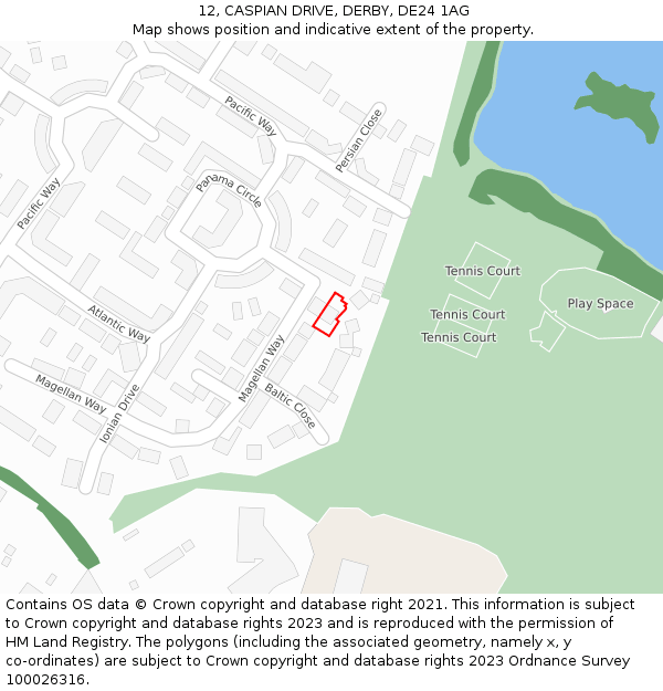 12, CASPIAN DRIVE, DERBY, DE24 1AG: Location map and indicative extent of plot