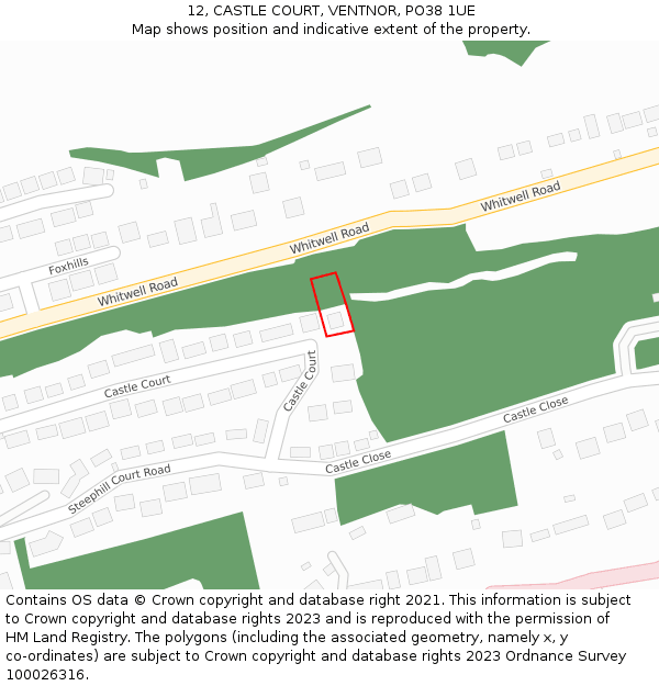 12, CASTLE COURT, VENTNOR, PO38 1UE: Location map and indicative extent of plot