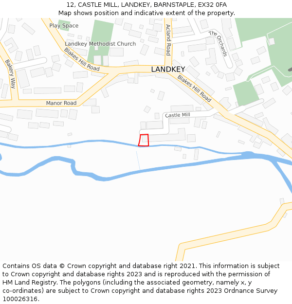 12, CASTLE MILL, LANDKEY, BARNSTAPLE, EX32 0FA: Location map and indicative extent of plot