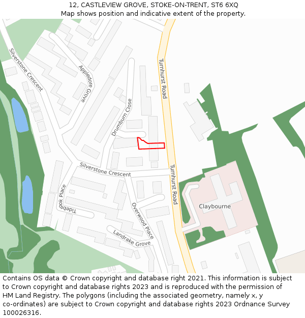 12, CASTLEVIEW GROVE, STOKE-ON-TRENT, ST6 6XQ: Location map and indicative extent of plot
