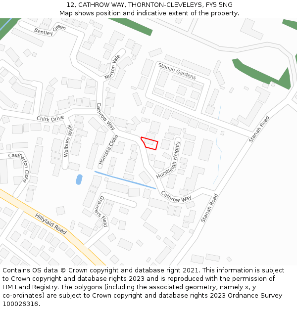 12, CATHROW WAY, THORNTON-CLEVELEYS, FY5 5NG: Location map and indicative extent of plot