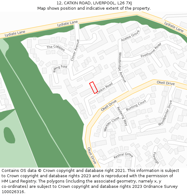 12, CATKIN ROAD, LIVERPOOL, L26 7XJ: Location map and indicative extent of plot