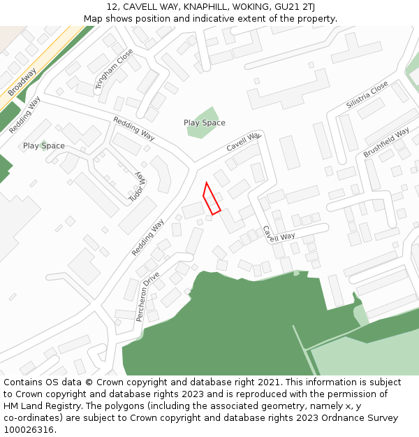 12, CAVELL WAY, KNAPHILL, WOKING, GU21 2TJ: Location map and indicative extent of plot