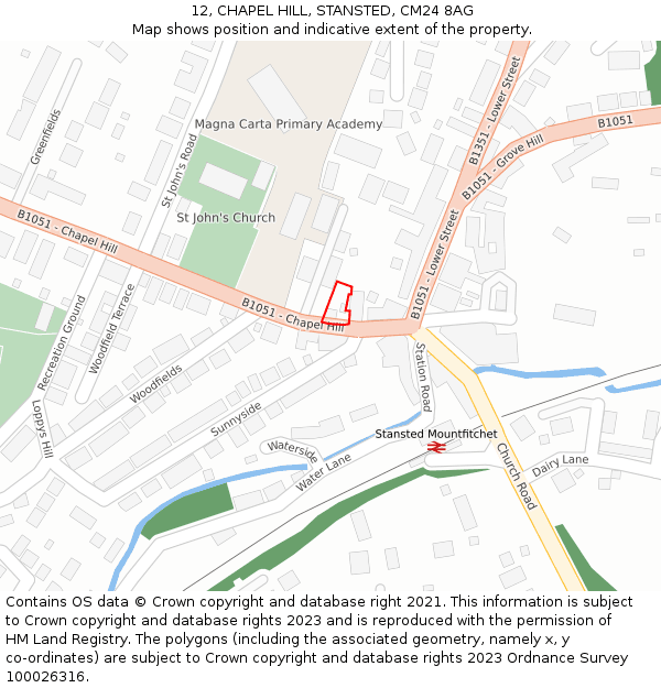 12, CHAPEL HILL, STANSTED, CM24 8AG: Location map and indicative extent of plot