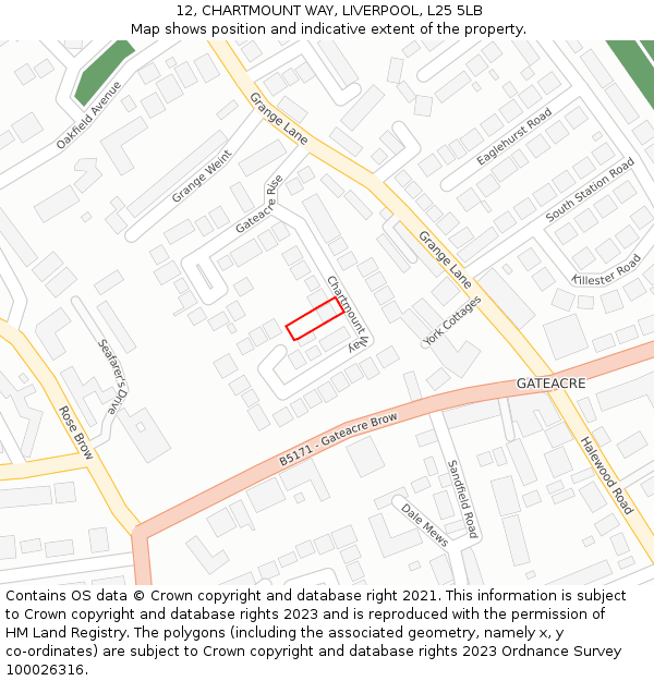 12, CHARTMOUNT WAY, LIVERPOOL, L25 5LB: Location map and indicative extent of plot